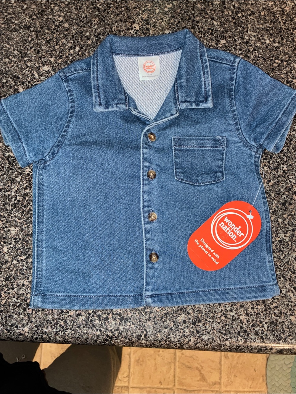 wonder nation Blue Short-Sleeve Denim Jacket for Kids